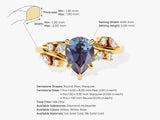Pear Lab Alexandrite Engagement Ring with Moissanite Cluster