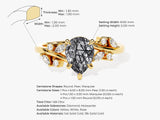 Pear Black Rutilated Quartz Engagement Ring with Moissanite Cluster