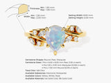 Pear Opal Engagement Ring with Moissanite Cluster