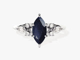 Marquise Blue Sandstone Engagement Ring with Moissanite Cluster