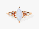 Marquise Moonstone Engagement Ring with Moissanite Cluster
