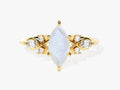 Marquise Moonstone Engagement Ring with Moissanite Cluster