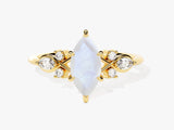 Marquise Moonstone Engagement Ring with Moissanite Cluster