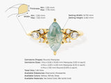 Marquise Moss Agate Engagement Ring with Moissanite Cluster