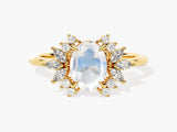 Oval Moonstone Engagement Ring with Moissanite Cluster