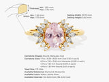 Oval Cut Peach Morganite Engagement Ring with Moissanite Cluster