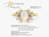 Oval Opal Engagement Ring with Moissanite Cluster