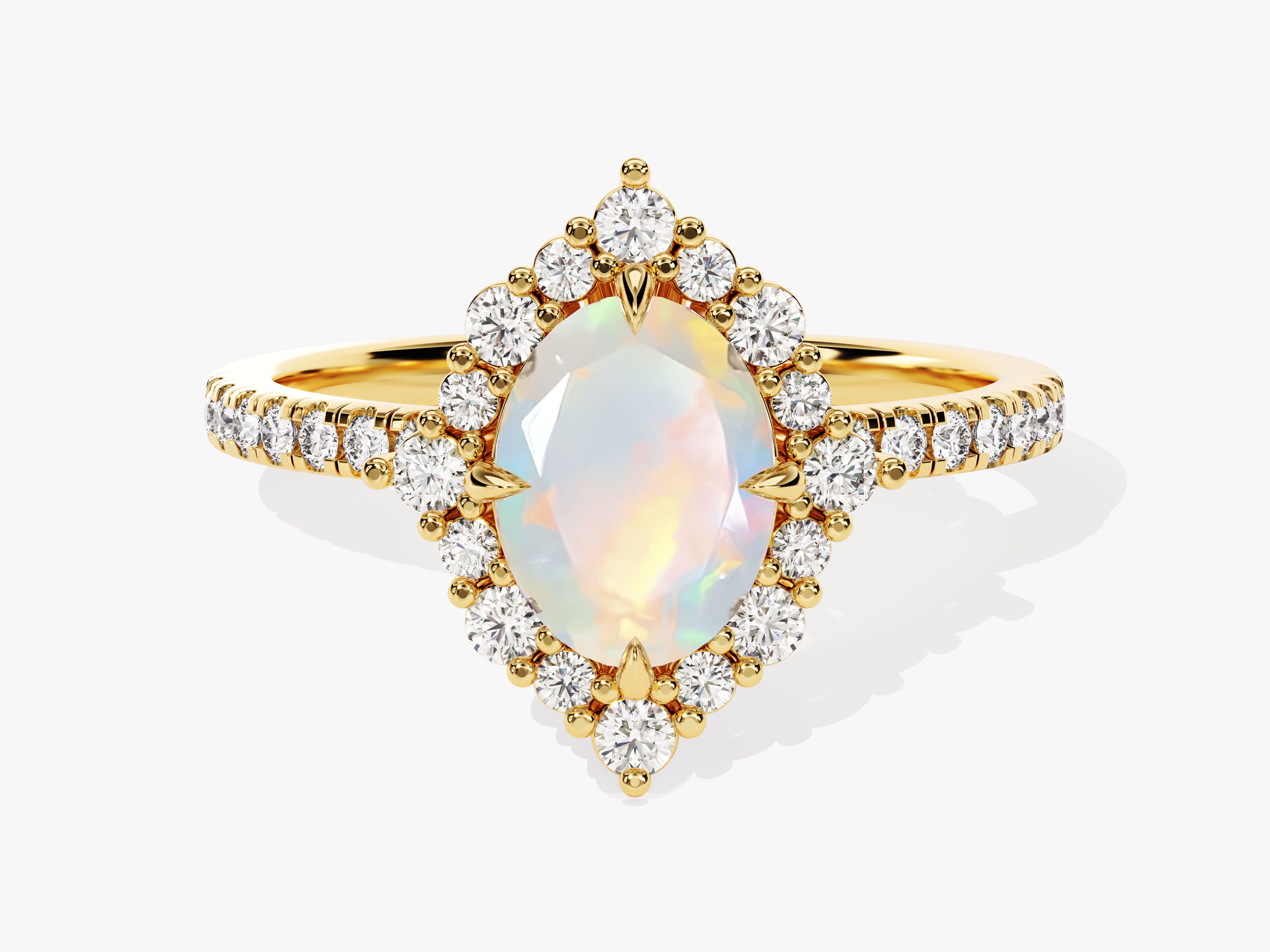 Gold ring with opal and diamonds, jewelry design
