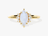 Marquise Moonstone Engagement Ring with Round Moissanite Sidestones