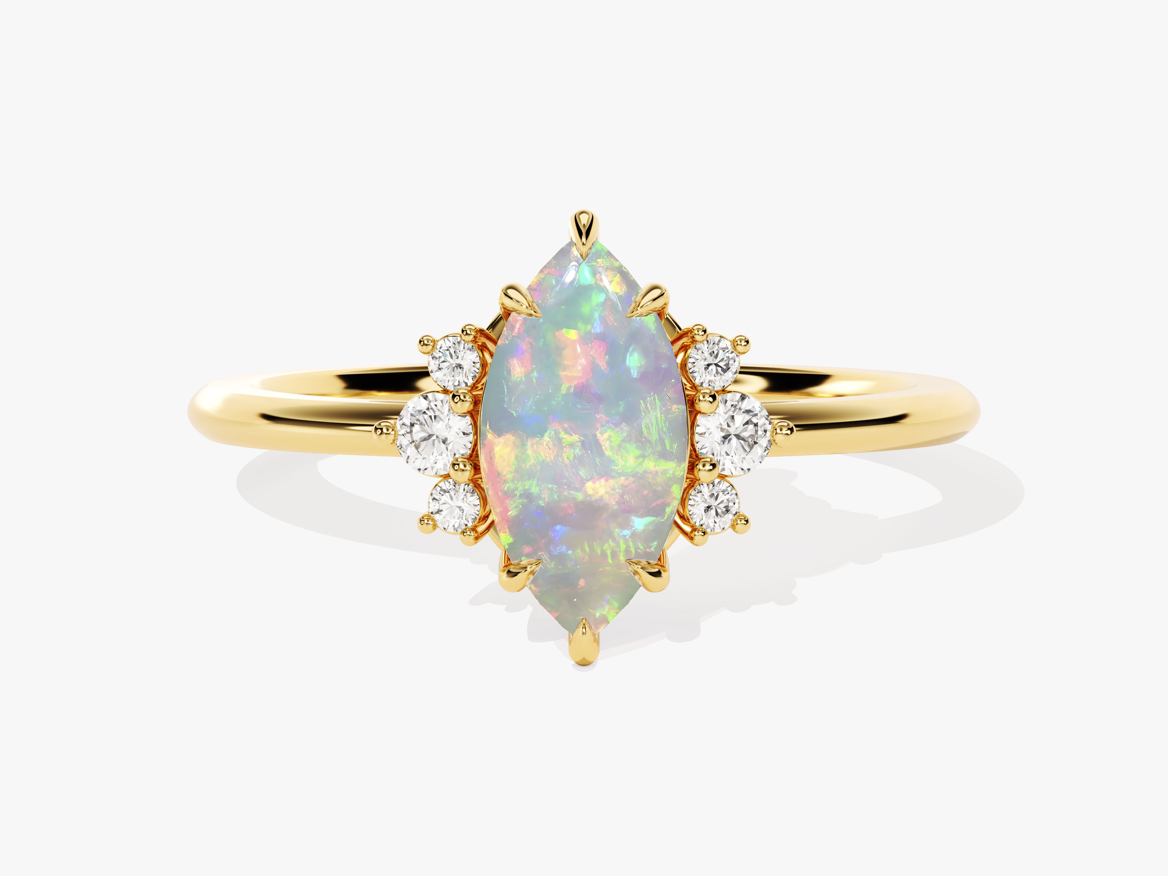 Marquise opal engagement ring with diamond accents