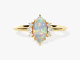 Marquise Opal Engagement Ring with Round Moissanite Sidestones
