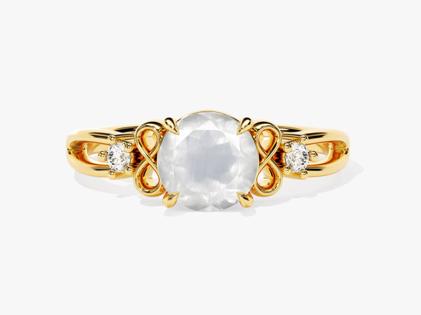 Art Deco Moonstone Engagement Ring with Moissanite Sidestones