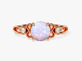 Art Deco Opal Engagement Ring with Moissanite Sidestones