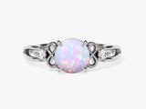 Art Deco Opal Engagement Ring with Moissanite Sidestones