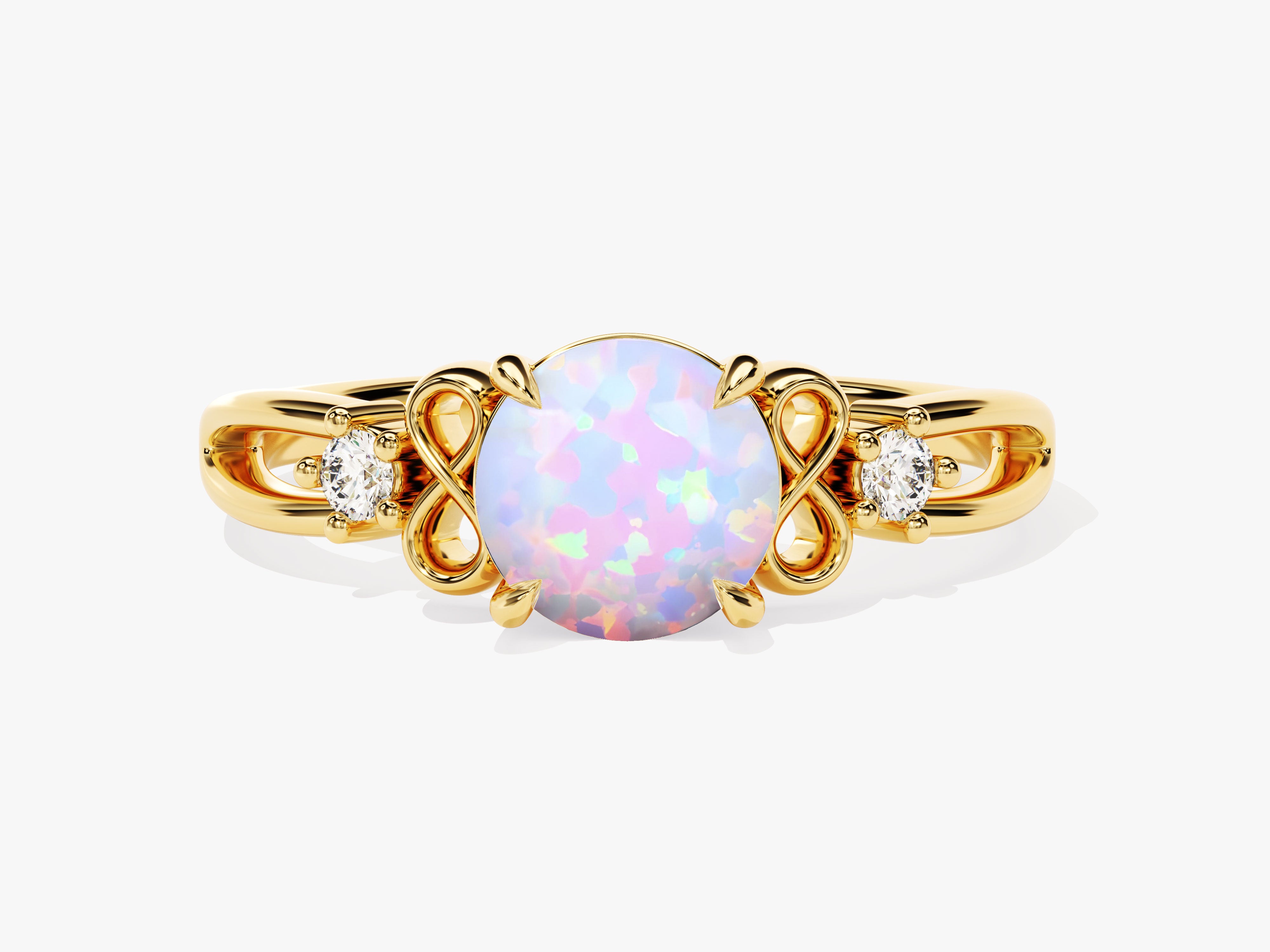 Gold opal ring with diamonds, elegant jewelry for her