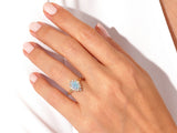 Pear Opal Engagement Ring with Moissanite Halo