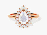 Pear Moonstone Engagement Ring with Moissanite Halo