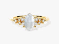 Long Hexagon Moonstone Engagement Ring with Moissanite Cluster