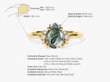 Pear Moss Agate Engagement Ring with Round Moissanite Sidestones
