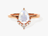 Pear Moonstone Vintage Engagement Ring with Moissanite