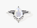 Pear Moonstone Vintage Engagement Ring with Moissanite