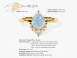 Pear Opal Vintage Engagement Ring with Moissanite