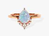 Pear Opal Vintage Engagement Ring with Moissanite
