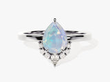 Pear Opal Vintage Engagement Ring with Moissanite