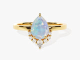 Pear Opal Vintage Engagement Ring with Moissanite