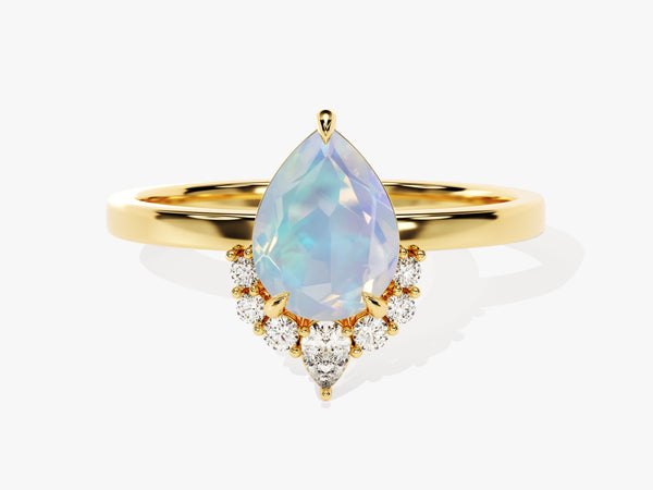 Pear Opal Vintage Engagement Ring with Moissanite
