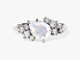 Pear Moonstone Engagement Ring with Round Moissanite Cluster