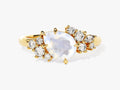 Pear Moonstone Engagement Ring with Round Moissanite Cluster