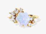 Hexagon Opal Vintage Engagement Ring with Moissanite Cluster