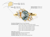 Oval Moss Agate Engagement Ring with Round Moissanite Cluster