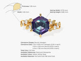 Hexagon Lab Alexandrite Nature-Inspired Engagement Ring with Moissanite Sidestones