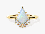 Kite Opal Engagement Ring with Baguette Moissanite Sidestones