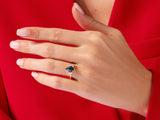 Kite Blue Sandstone Engagement Ring with Moissanite Sidestones
