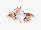 Kite Moonstone Engagement Ring with Moissanite Sidestones