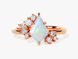 Kite Opal Engagement Ring with Moissanite Sidestones