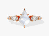 Kite Moonstone Engagement Ring with Pear Moissanite Sidestones
