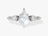 Kite Moonstone Engagement Ring with Pear Moissanite Sidestones