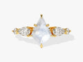 Kite Moonstone Engagement Ring with Pear Moissanite Sidestones