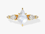 Kite Moonstone Engagement Ring with Pear Moissanite Sidestones