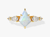 Kite Opal Engagement Ring with Pear Moissanite Sidestones