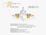 Kite Moonstone Engagement Ring with Marquise Moissanite Sidestones