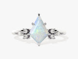 Kite Opal Engagement Ring with Marquise Moissanite Sidestones