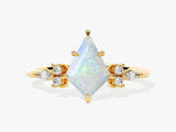 Kite Opal Engagement Ring with Marquise Moissanite Sidestones