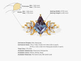 Kite Lab Alexandrite Vintage Engagement Ring with Moissanite Sidestones