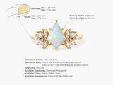 Kite Opal Vintage Engagement Ring with Moissanite Sidestones