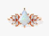 Kite Opal Vintage Engagement Ring with Moissanite Sidestones